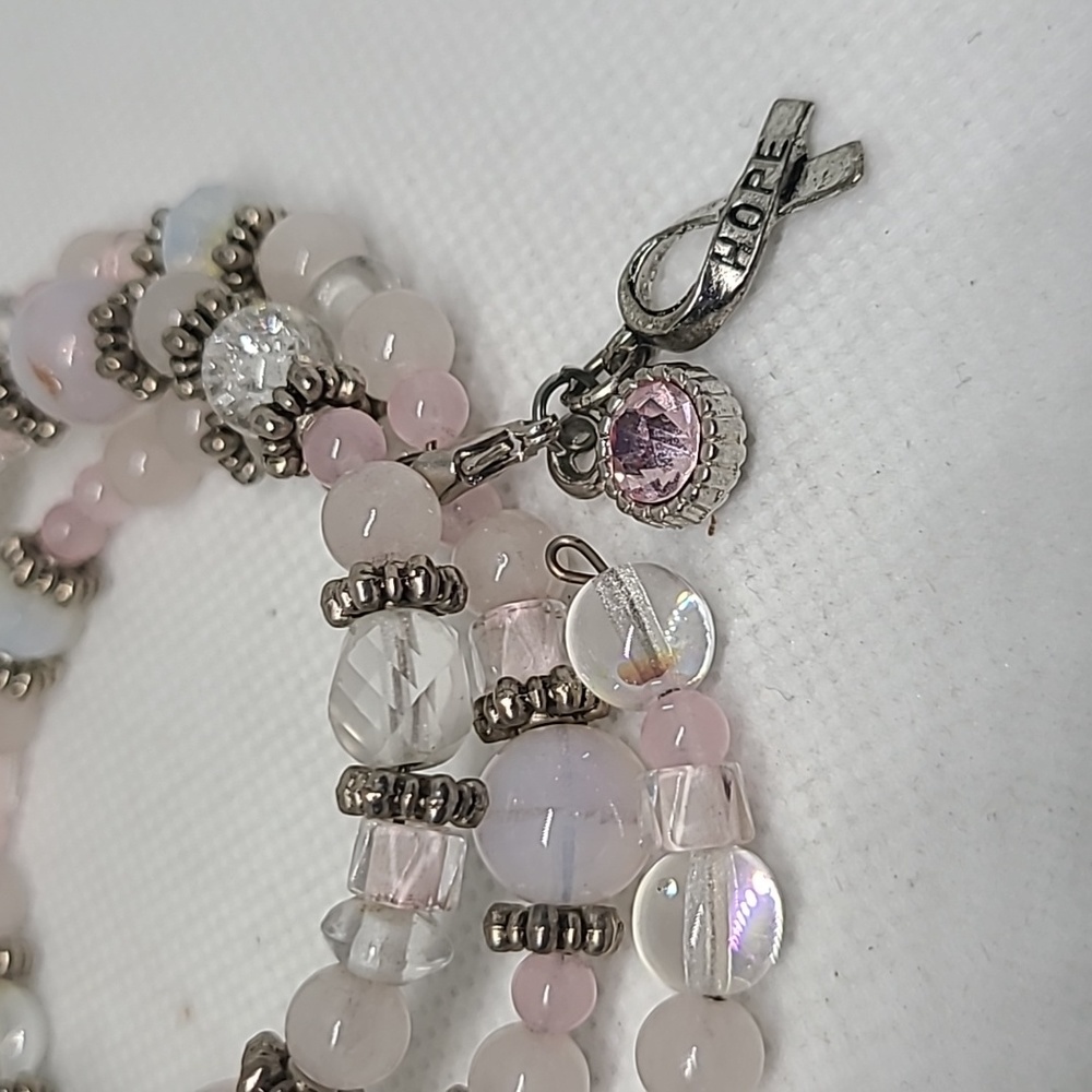 Rose quartz bracelet Rose quartz Stone Ribbon Hope